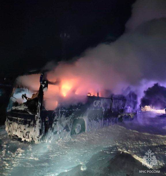 В Башкирии загорелся автобус с пассажирами