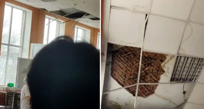 В Уфе в школе во время занятий рухнул потолок