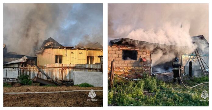 В Башкирии из-за разгерметизация газового баллона начался пожар в частном доме
