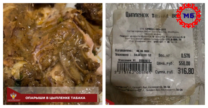 В Башкирии житель съел цыпленка табака с опарышами, не заметив их при покупке