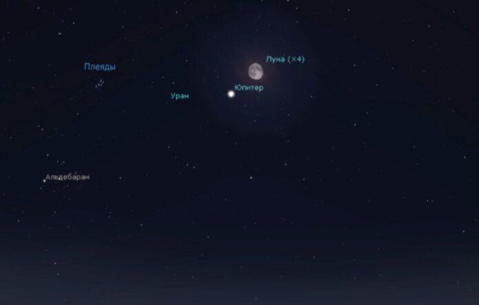 В Башкирии в ночь на 2 октября Луна пройдет рядом с Юпитером