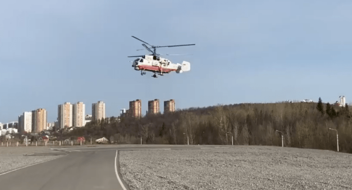 Вертолет Ка-32 применяют для поисков пропавших детей в Уфе
