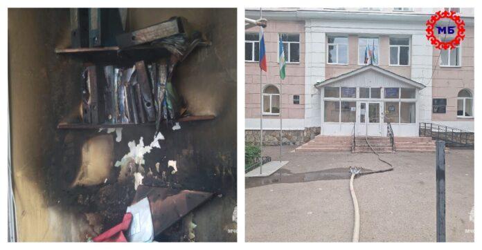 В Башкирии тушили пожар в кабинете соцработника в лицее